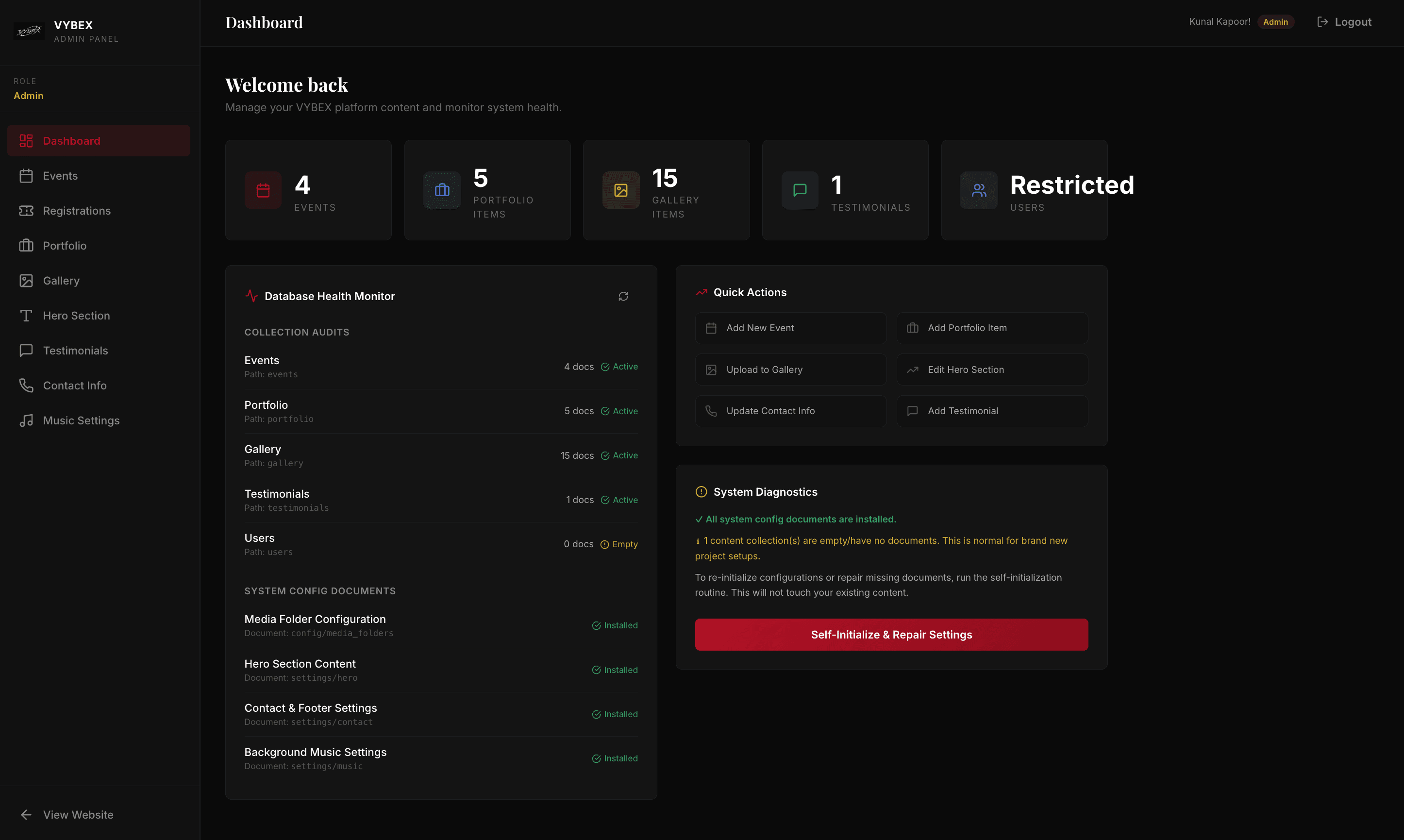 VYBEX Admin Dashboard